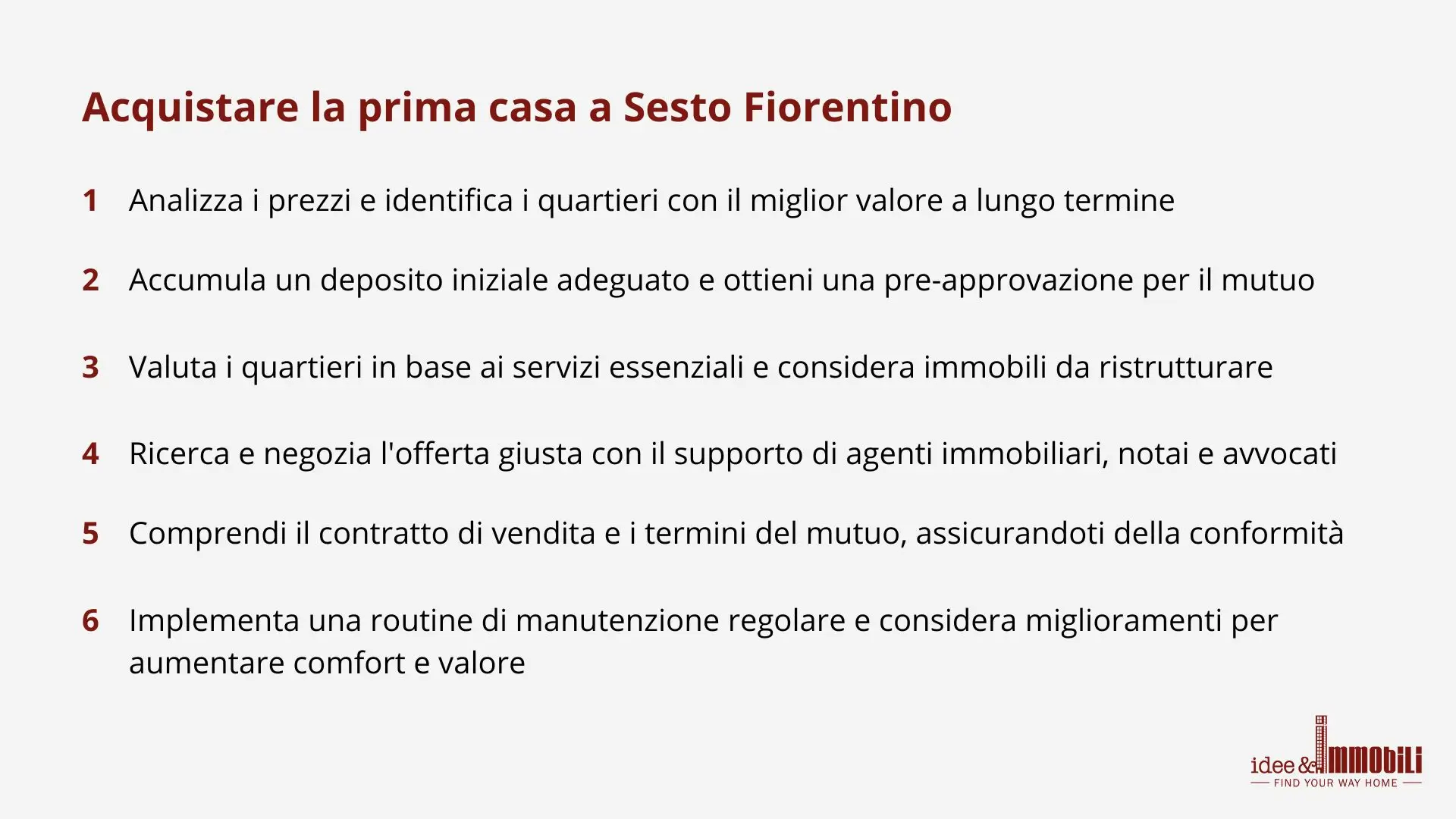 Sintesi della guida per acquistare la prima casa a Sesto Fiorentino